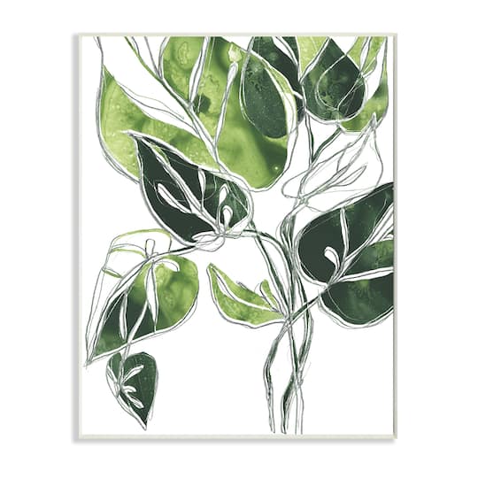 Stupell Industries Intricate Palm Vines Unique Green Leaves Wall Plaque